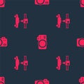 Set 3D printer car and Photo camera on seamless pattern. Vector Royalty Free Stock Photo