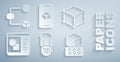 Set 3D printer, Isometric cube, software, services, and icon. Vector Royalty Free Stock Photo