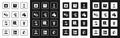 Set 3D printer model, warning, Isometric cube, Basic geometric shapes, setting, and chicken leg icon. Vector