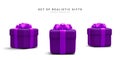 Set of 3d realistic gift boxes with ribbon isolated on white background. Surprise boxes. Vector illustration Royalty Free Stock Photo