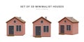 Set of 3d realistic homes isolated on light background. Real estate, mortgage, loan concept. House icons in cartoon minimal style Royalty Free Stock Photo