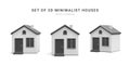 Set of 3d realistic homes isolated on light background. Real estate, mortgage, loan concept. House icons in cartoon minimal style Royalty Free Stock Photo