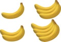 Set of 3d realistic illustration bananas.