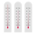 Set of 3d realistic illustration Temperature measurement isolated thermometer. Weather forecast meteorology, climate