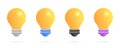 Set of 3D realistic light bulb icons. Idea concept. Light bulbs isolated on white background. Vector illustration Royalty Free Stock Photo