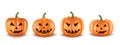 Set 3d Realistic scary pumpkins. Isolated. For decoration. Halloween design. Vector illustration