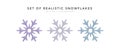 Set of 3d realistic snowflake isolated on white background. Vector illustration Royalty Free Stock Photo