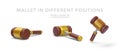 Set of 3d realistic wooden mallet Royalty Free Stock Photo