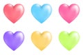 Set of 3D red, blue, pink, purple, yellow, green heart isolated on white background Royalty Free Stock Photo