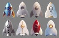 Set of 3D render rocket illustration