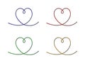 A set of 4 - 3D rendered illustrations of different coloured one-line love heart drawings Royalty Free Stock Photo