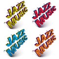 Set of 3d shattered vector jazz music words created with refract