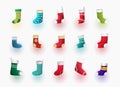 set of 3d socks ornamnets design for christmas decoration vector