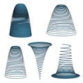 Set with 3D springs of different shapes. Vector illustration Royalty Free Stock Photo