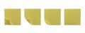Set 3d square tear-off yellow paper sheets for notes icon. Sticky blank perfect templates of a price tags. Empty mock up