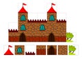 Set of 2d tileset for creating video game with medieval castle. Printable template for kids hardworking.