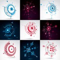 Set of 3d vector abstract backgrounds created in Bauhaus retro s Royalty Free Stock Photo