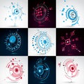 Set of 3d vector abstract backgrounds created in Bauhaus retro s Royalty Free Stock Photo