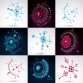 Set of 3d vector abstract backgrounds created in Bauhaus retro Royalty Free Stock Photo