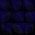 Set of 3d vector digital wireframe objects broken into different Royalty Free Stock Photo