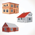 Set of 3D Vector House Icons. Buildings Set