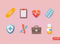Set 3D vector line icons, sign and symbols in new design medicine and health with elements for mobile concepts and web apps. 3D Royalty Free Stock Photo