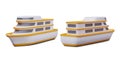 Set of 3D vector yachts, front and back view. Large boat for luxury leisure