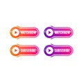 Set of 3d web buttons. Action button, hand cursor arrow pointing click link buttons. Subscribe Royalty Free Stock Photo