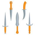 Set of dagger knives with very sharp point edges vector Royalty Free Stock Photo