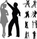 Set of dancing couples Royalty Free Stock Photo