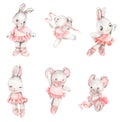 Set of dancing cute mouses