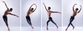 Set of dancing man in different choreographic positions. Ballet dancers collection. Royalty Free Stock Photo