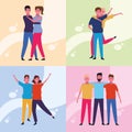 Set of dancing people avatar Royalty Free Stock Photo