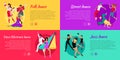 Set of Dancing Vector Web Banners in Flat Design