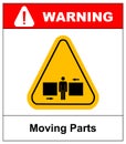 Set of danger Moving Parts signs, vector illustration