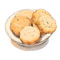 Set of danish butter cookies macro cutout transparent background on png file.