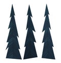 Set of dark blue flat spruce or christmas tree. Coniferous forest. Simple set of cartoon trees