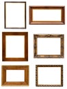 Set of dark decorative picture frames on white backround Royalty Free Stock Photo