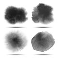 Set of Dark gray black watercolor vector circle stains