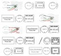 Set of dark italian postmarks Royalty Free Stock Photo