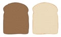 Set of dark and white toast bread slices over white. Vector illustration.