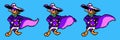 Set of Darkwing Duck cloak moves, art of Darkwing Duck classic video game, pixel design vector illustration Royalty Free Stock Photo