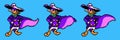 Set of Darkwing Duck cloak moves, art of Darkwing Duck classic video game, pixel design vector illustration