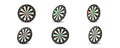 Set of dart boards with arrows on white
