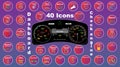 Set of dashboard instrument cluster icons - dtc codes, engine malfunction indicators, illustration Royalty Free Stock Photo