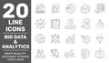 Set of Data Analysis and Big Data Related Vector Line Icons. Contains such Icons as Graphs, Traffic Analysis, Big Data, Data Royalty Free Stock Photo