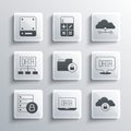 Set Data analysis, Cloud computing lock, Folder and, Server security with padlock, and Network cloud connection icon Royalty Free Stock Photo