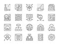 Set of Data Analysis Line Icons. Hosting, Program Algorithm, Database and more.