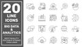 Set of data analysis related technology vector line icons. Contains such Icons as Charts, Graphs, Traffic Analysis, Data Royalty Free Stock Photo