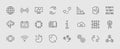 Set of Data Analysis Related Technology Vector Line Icons. Contains such Icons as Charts, Wi-fi, Graphs, Traffic Royalty Free Stock Photo